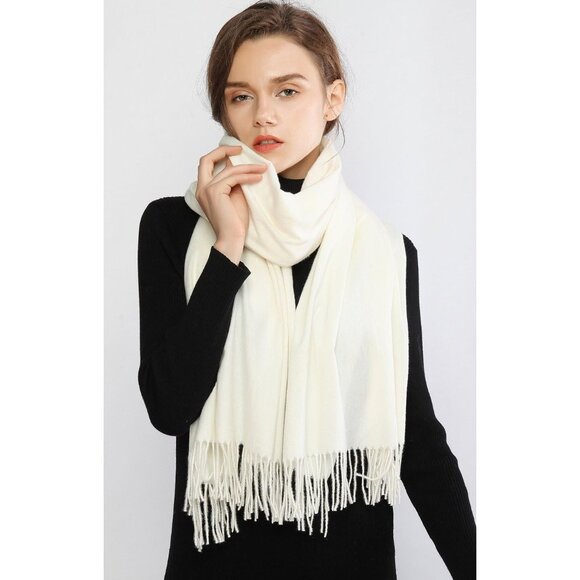 Winter Cashmere Wool Ivory Scarf Pashmina Shawl Wrap Stole for Women Warm Large - Picture 3 of 6
